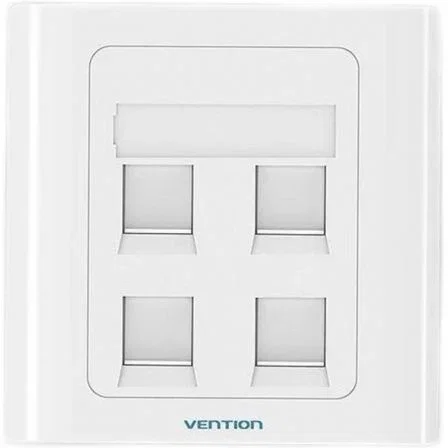 PLACA DE PARED TIPO 86 4 PUERTOs RJ45 BLANCO VENTION